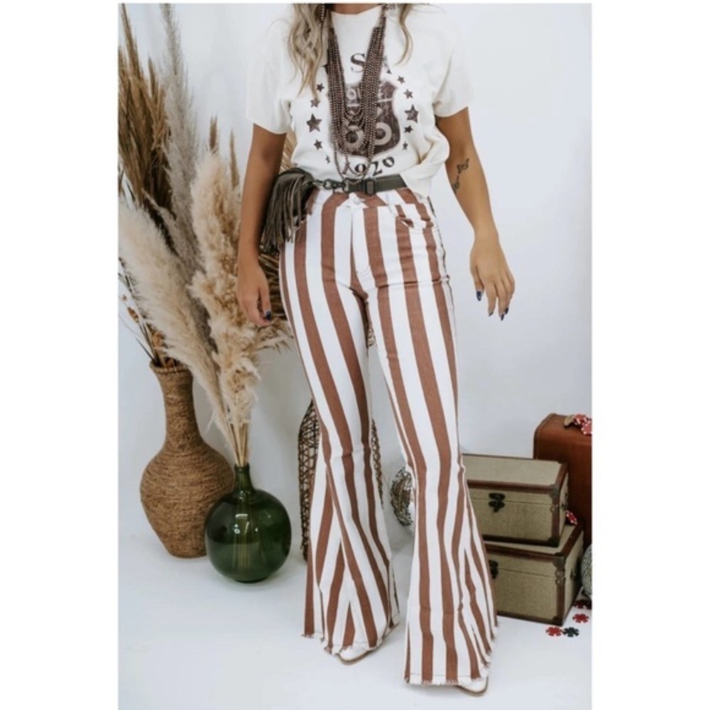 Saints and heart striped flare pants size S - Picture 3 of 6